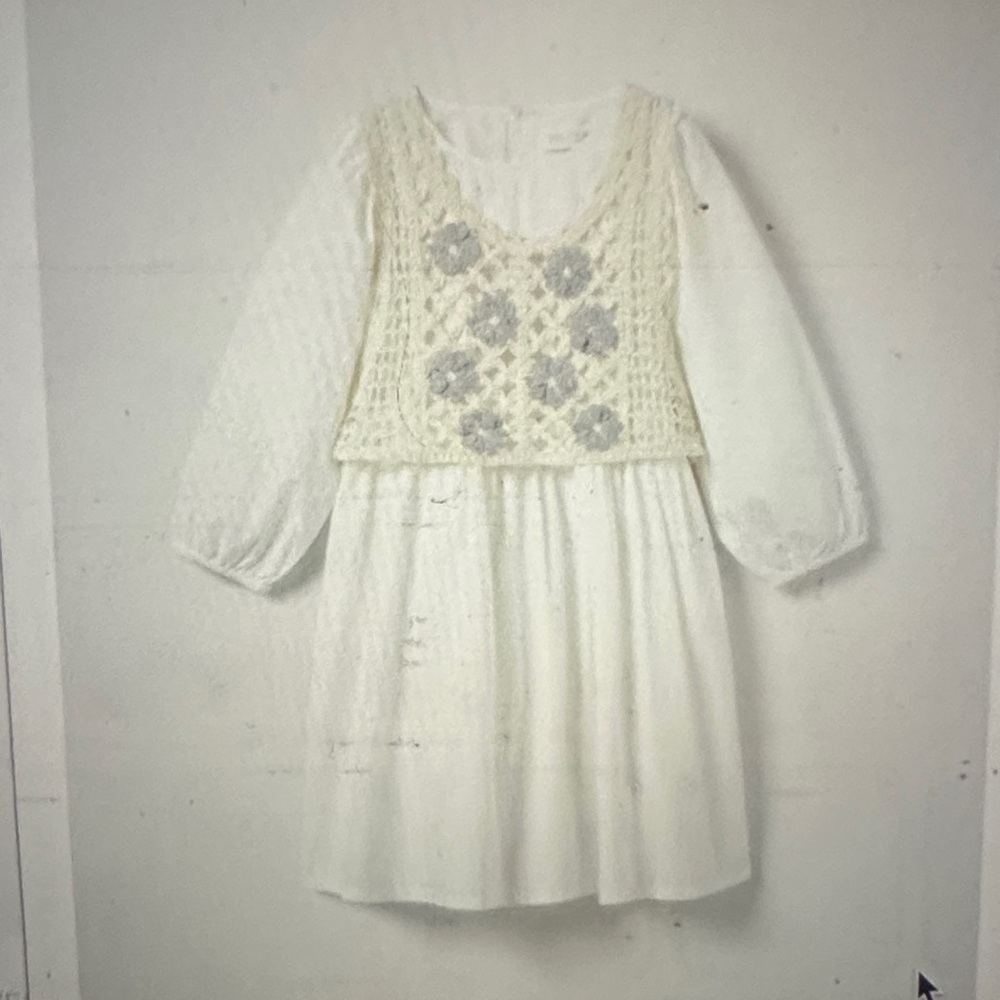 Zara Crochet vest poplin dress